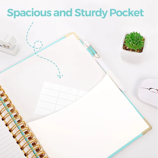 Alt view image 4 of 7 - Spiral Journal for Women, B5 College Ruled Notebooks for Work with Dividers,Tabs and Pocket, Mint