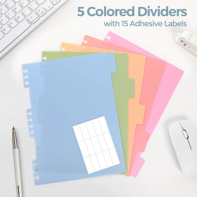 Alt view image 3 of 7 - 5 Subject Notebook with Dividers and Tabs, 8" x 10" College Ruled Notebook for Work, 300 Pages Spiral Journal for Women, Blue
