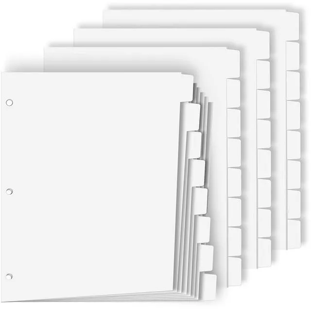 Main image of Binder Dividers for 3 Ring Binder, 1/5 Cut Tabs, Letter Size Blank Dividers Write On Page with 5 Big Tabs for School Office Home, 4 Sets, 32 Dividers, White