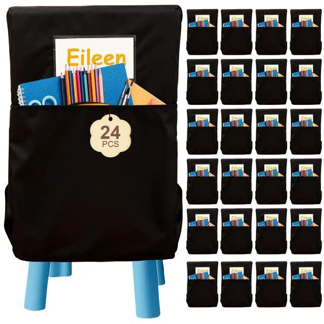 Main image of 24 Pack 19.5 x 16.5 Inch Student Chair Pockets For Classrooms,Seat Sacks Organizer For K-2 Students To Storage,Chair Back Buddy Pocket With Name Tag Slot, Classroom Must Haves