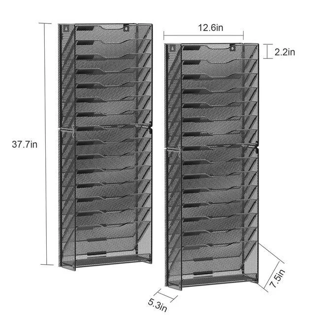 Alt view image 2 of 6 - 2 Pack 16 Tier Wall File Organizer Hanging Wall File Holder Wall Mount Paper Folder Organizer, Magazine Rack, Pack of 2