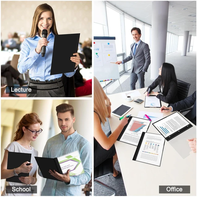 Alt view image 6 of 7 - 30 Packs Clear Front Report Covers with 3-Prong Fasteners, Plastic Project Presentation Folders Resume Document Covers with Black Back for 8.5" x 11" Letter Size Paper for School Office Business