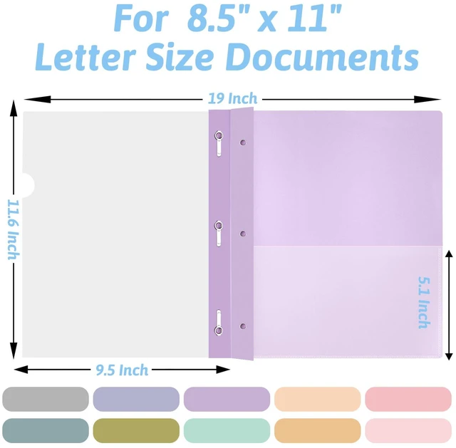 Alt view image 2 of 7 - 30 Pack Clear Front Report Covers with 3-Prong Fasteners for 8.5"x11" Plastic Presentation Folders Clear Front, 3 Prongs Report Covers, Resume Folders for Interview, 10 Colors, Large Capacity
