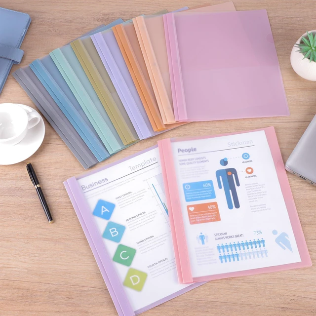 Alt view image 4 of 7 - 30 Pack Clear Front Report Covers with 3-Prong Fasteners for 8.5"x11" Plastic Presentation Folders Clear Front, 3 Prongs Report Covers, Resume Folders for Interview, 10 Colors, Large Capacity
