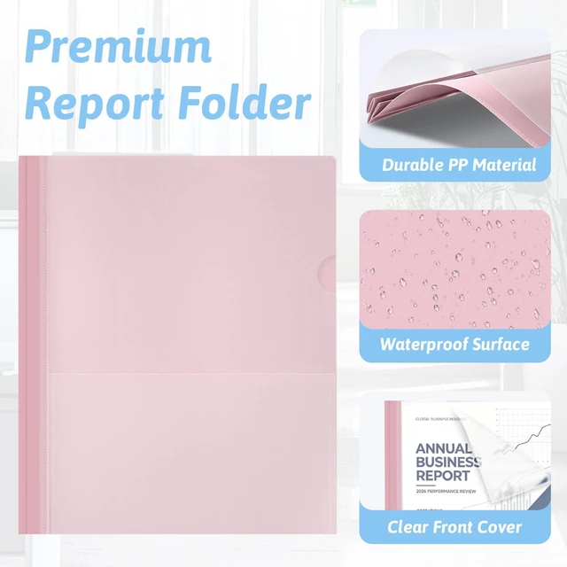 Alt view image 5 of 7 - 30 Pack Clear Front Report Covers with 3-Prong Fasteners for 8.5"x11" Plastic Presentation Folders Clear Front, 3 Prongs Report Covers, Resume Folders for Interview, 10 Colors, Large Capacity