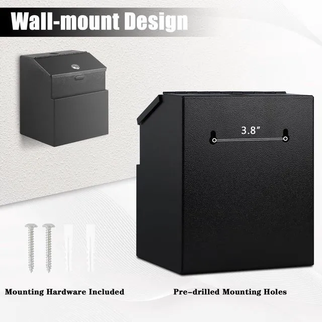 Alt view image 6 of 7 - Suggestion Box with Slot and Lock, 50 Suggestion Cards, Black Employee Comment Collection, Wall-Mount or Tabletop Use, Steel Construction, 2 Keys, Card Storage, 8H x 5.7W x 7L Inch