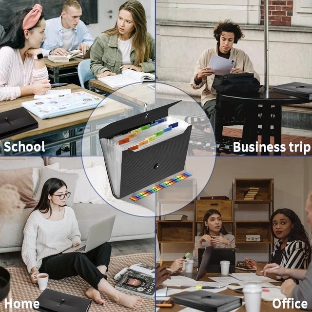 Alt view image 7 of 7 - 3Pcs Expanding File Folder, 13 Pockets Accordion File Holder Organizer, A4 Letter Size Paper Document Receipt Organizer Accordian Filing Folder