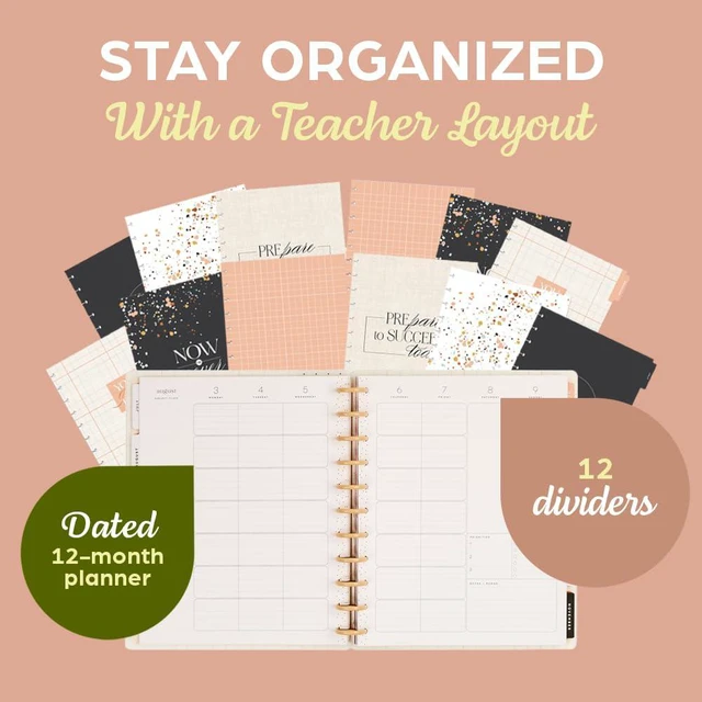 Alt view image 3 of 6 - Happy Planner Disc-Bound Planner July 2026June 2027, Big Size Includes 3 extra months and 2 sticker sheets, 8.5" x 11", Teacher Layout, Soft + Modern theme