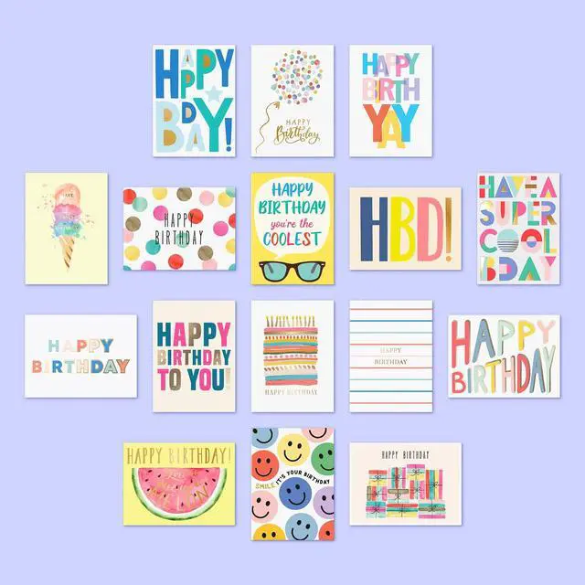Alt view image 3 of 7 - Happy Birthday Cards with Envelopes and Assortment Box Variety Set of 50 Assorted Birthday Notes. Perfect Bulk Pack for Celebrations, Office, Friends, Family, and Special Occasions