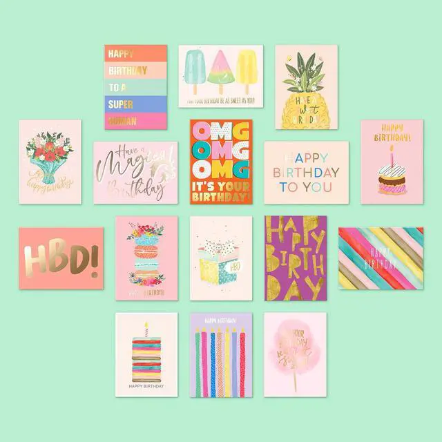 Alt view image 4 of 7 - Happy Birthday Cards with Envelopes and Assortment Box Variety Set of 50 Assorted Birthday Notes. Perfect Bulk Pack for Celebrations, Office, Friends, Family, and Special Occasions