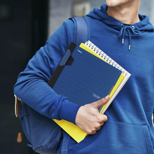 Alt view image 2 of 7 - Advance Spiral Notebooks + Study App, 2 Pack, 1 Subject, College Ruled Paper, 11" x 8-1/2", 100 Sheets, With Spiral Guard and Movable Dividers, Black, Pacific Blue (820112)
