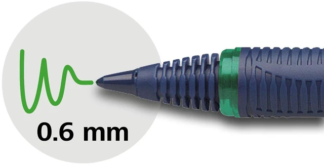 Alt view image 4 of 7 - One Business Rollerball Pen, 0.6 mm Ultra-Smooth Tip, Blue Barrel, Green Ink, Box of 10 Pens (183004)