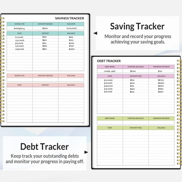 Alt view image 5 of 7 - Budget Planner - Monthly Budget Book with Expense Tracker Notebook, A4(8.5" x 11") Undated 12 Month Bill Organizer & Finance Planner to Manage Your Money, Account Book with Colorful Tab, Black