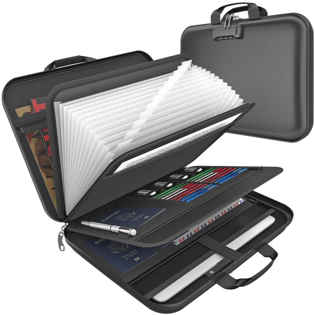 Main image of Hard Case Fireproof Document Box with Lock Zipper Important File Organizer Waterproof Portable Home Office Travel Storage Accordion Folder for Letter A4 Laptop Files