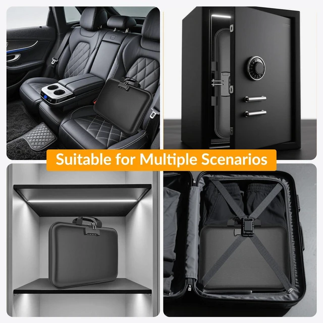 Alt view image 5 of 7 - Hard Case Fireproof Document Box with Lock Zipper Important File Organizer Waterproof Portable Home Office Travel Storage Accordion Folder for Letter A4 Laptop Files