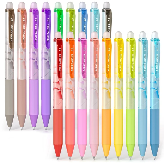Main image of Retractable Erasable Gel Pen, Fine Point, 0.7mm, 18 Colors Make Mistakes Disappear, Vibrant Assorted Color Erasable Pens for Writing, Planners & Crossword Puzzles