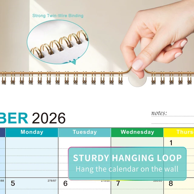 Alt view image 3 of 7 - Wall Calendar 2027-2028, 21 Months Hanging Calendar, Oct 2026 - Jun 2028 Hanging Calendar, Monthly Design, 120 GSM Thick Paper, Spacious Writing Blocks, Bonus Stickers