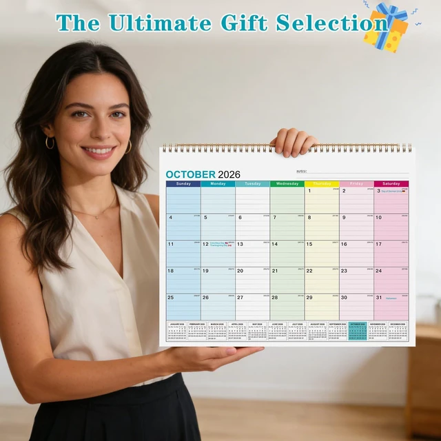 Alt view image 7 of 7 - Wall Calendar 2027-2028, 21 Months Hanging Calendar, Oct 2026 - Jun 2028 Hanging Calendar, Monthly Design, 120 GSM Thick Paper, Spacious Writing Blocks, Bonus Stickers