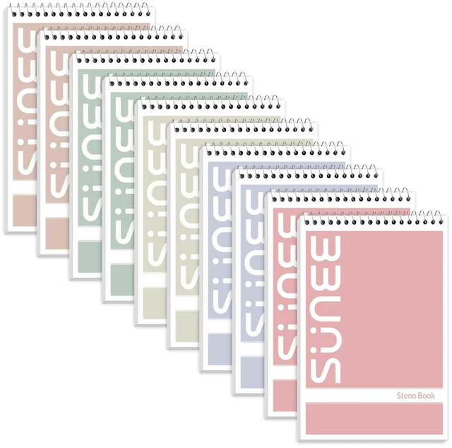 Main image of Steno Pads 6x9 10 Pack, Gregg Rule, 60 Sheets, White Paper, Take Notes with Top Spiral Notebook, for School, University, College, Work, Office, Classic Color