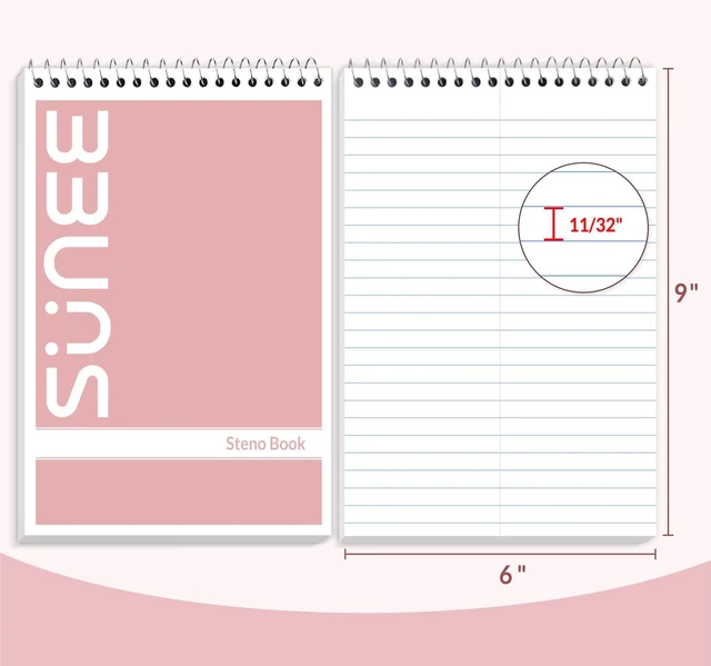 Alt view image 4 of 7 - Steno Pads 6x9 10 Pack, Gregg Rule, 60 Sheets, White Paper, Take Notes with Top Spiral Notebook, for School, University, College, Work, Office, Classic Color