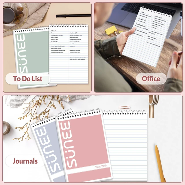 Alt view image 6 of 7 - Steno Pads 6x9 10 Pack, Gregg Rule, 60 Sheets, White Paper, Take Notes with Top Spiral Notebook, for School, University, College, Work, Office, Classic Color
