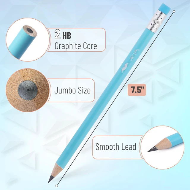Alt view image 3 of 7 - Jumbo Pencils, 30 Pack, Colorful Barrels Smooth Black 2 HB Graphite Cores, Large Preschool Pencils, Smooth Writing Lead for Kindergarten, Kids and School Supplies