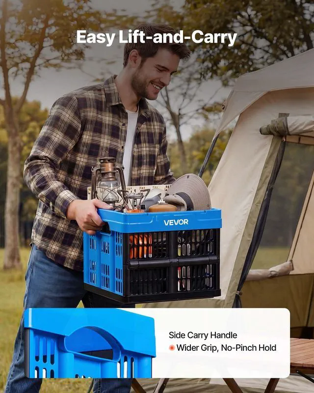 Alt view image 5 of 7 - Plastic Collapsible Storage Bins, 25L 3 Packs, Stackable Folding Storage Crates with Handles, Holds 22 lbs Per Bin, Foldable Heavy Duty Containers, Space-Saving Baskets, for Home Organizing