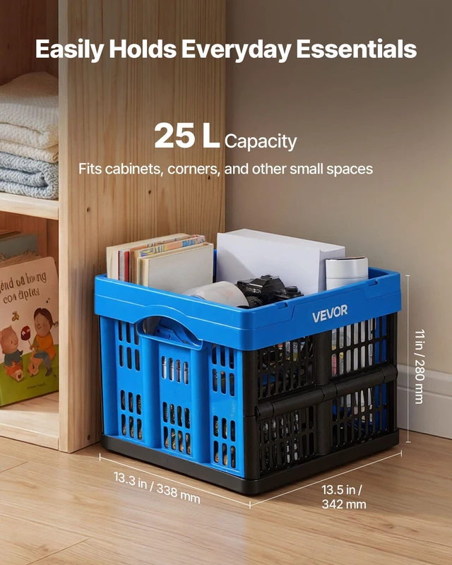 Alt view image 3 of 7 - Plastic Collapsible Storage Bins, 25L 3 Packs, Stackable Folding Storage Crates with Handles, Holds 22 lbs Per Bin, Foldable Heavy Duty Containers, Space-Saving Baskets, for Home Organizing