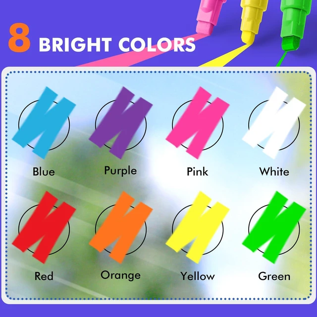Alt view image 2 of 7 - Window Markers, 8 Colors, 10mm Jumbo Thick Tip Chalk Markers Washable Car Marker, Window paint markers Erasable, for Blackboard, Chalkboard, Glass Mirror, Wedding Married Painting, Menus