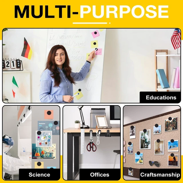 Alt view image 6 of 6 - Magnets with Adhesive Backing 300Pcs Rounds 0.8 x 0.04inch for Whiteboard,Crafts, Small Magnetics Tape,Magnetic Sheets, Magnetism Strips,Stickers,for Classroom,Refrigerator