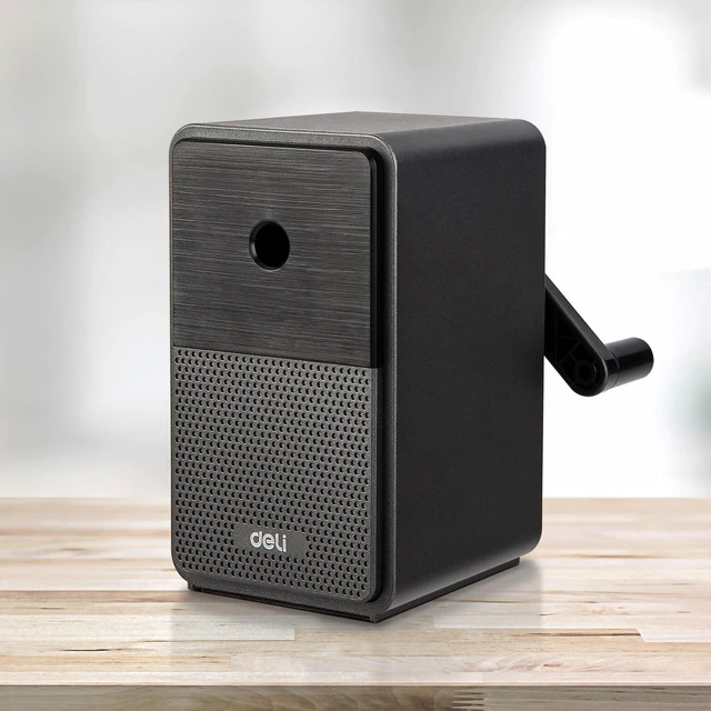 Main image of Manual Pencil Sharpener, Black Auto-in Hand Crank Pencil Sharpener with Adjustable Point for Colored Pencils, Students, Kids, Classroom, Home, Office