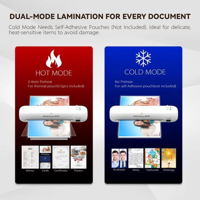 Alt view image 3 of 7 - Laminator Machine 9-Inch Portable Thermal Laminater with Hot & Cold Modes, A4 Small Laminating Machine with ABS Jam-Release, 3-Min Warm-Up, 6-in-1 Photo Laminator Kit for Home and Class, White
