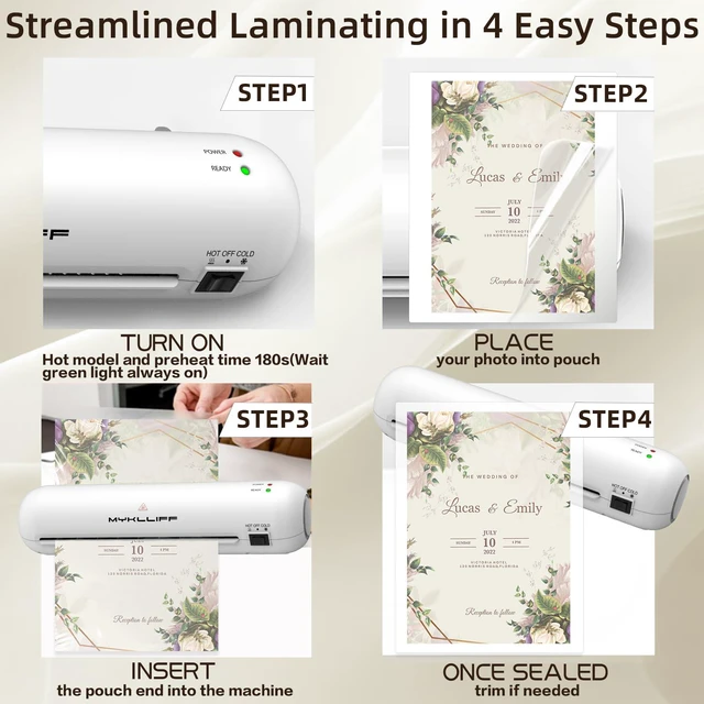 Alt view image 6 of 7 - Laminator Machine 9-Inch Portable Thermal Laminater with Hot & Cold Modes, A4 Small Laminating Machine with ABS Jam-Release, 3-Min Warm-Up, 6-in-1 Photo Laminator Kit for Home and Class, White