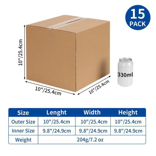 Alt view image 3 of 7 - 10x10x10 Shipping Boxes 15 Pack, Brown Corrugated Cardboard Boxes with Side-Lock and Pre-Applied Double-Sided Tape, Easy Assemble Packing Mailer Boxes for Small Business Shipping