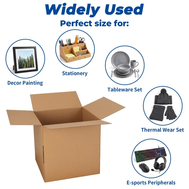 Alt view image 5 of 7 - 10x10x10 Shipping Boxes 15 Pack, Brown Corrugated Cardboard Boxes with Side-Lock and Pre-Applied Double-Sided Tape, Easy Assemble Packing Mailer Boxes for Small Business Shipping