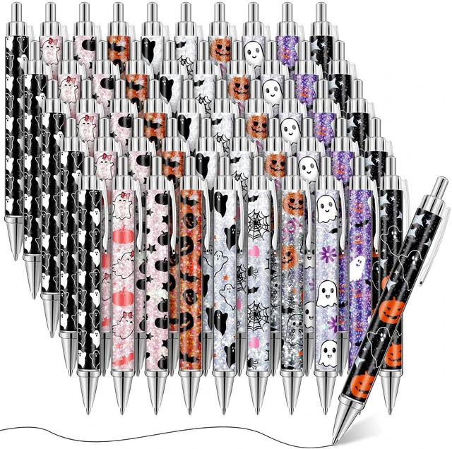 Main image of 50 Pcs Halloween Pens Bulk Pink Ghost Ballpoint Pens Spooky Cartoon Cute Ghost Bat Halloween Holiday Gifts for Home Office School Writing Stationery Supplies
