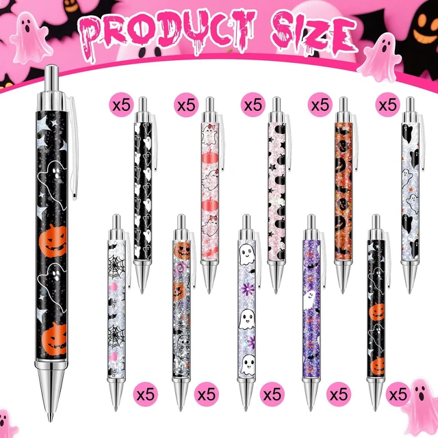 Alt view image 3 of 5 - 50 Pcs Halloween Pens Bulk Pink Ghost Ballpoint Pens Spooky Cartoon Cute Ghost Bat Halloween Holiday Gifts for Home Office School Writing Stationery Supplies