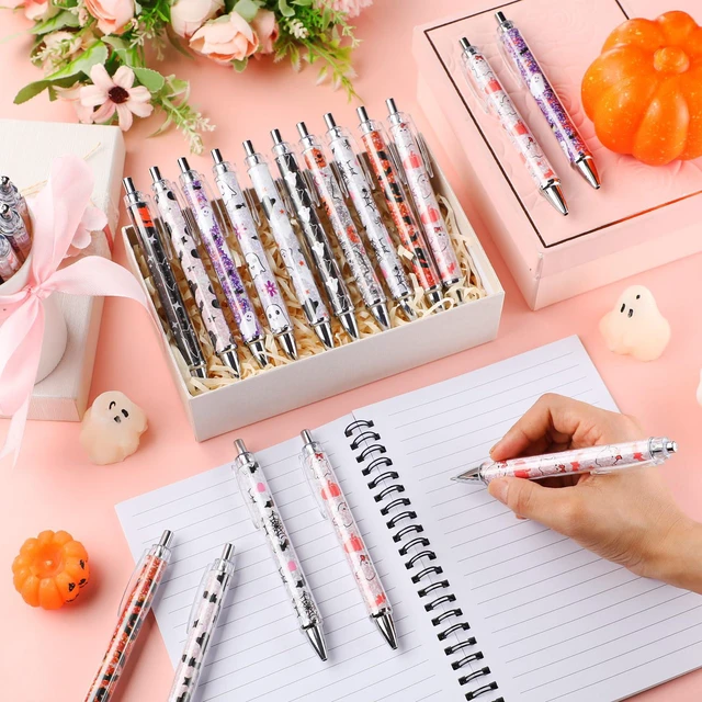 Alt view image 4 of 5 - 50 Pcs Halloween Pens Bulk Pink Ghost Ballpoint Pens Spooky Cartoon Cute Ghost Bat Halloween Holiday Gifts for Home Office School Writing Stationery Supplies