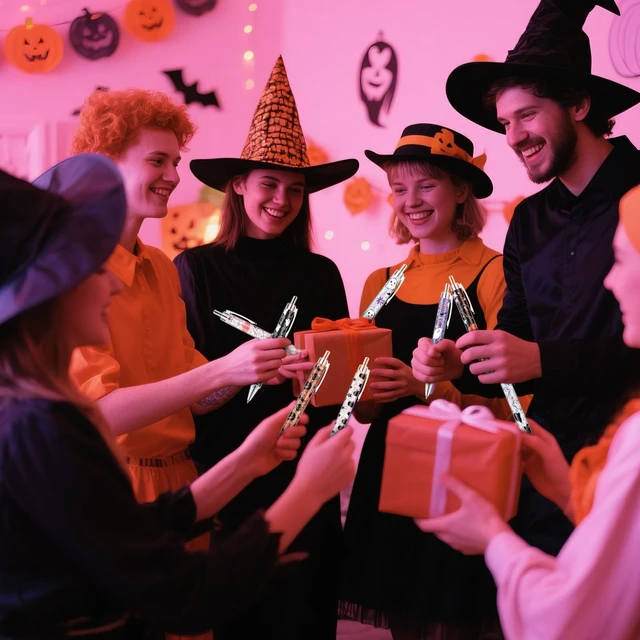 Alt view image 5 of 5 - 50 Pcs Halloween Pens Bulk Pink Ghost Ballpoint Pens Spooky Cartoon Cute Ghost Bat Halloween Holiday Gifts for Home Office School Writing Stationery Supplies