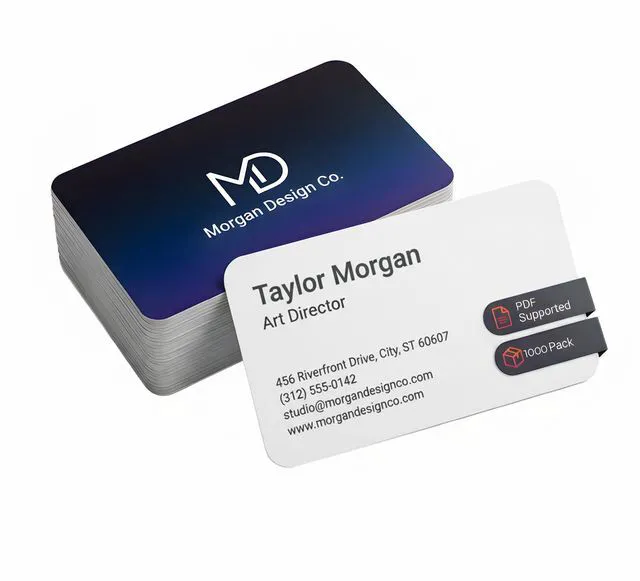 Main image of Custom Business Cards with Rounded Corners, Pack of 1000, Add Your Design or Logo, 18PT Premium Matte 400GSM Paper, 3.62 x 2.12 Inches, Double Sided Print, For Small Business and Events