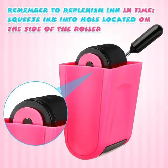 Alt view image 5 of 6 - 2 Pcs Roller Stamps Classroom,2.72 X 2.44 X 1.65 Inch,Green, Pink Kindergarten Education Must Haves, Handwriting Practice Tool in Teacher Classroom, Back to School Gift Helping Kids Learning