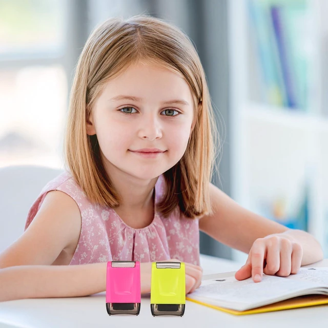 Alt view image 6 of 6 - 2 Pcs Roller Stamps Classroom,2.72 X 2.44 X 1.65 Inch,Green, Pink Kindergarten Education Must Haves, Handwriting Practice Tool in Teacher Classroom, Back to School Gift Helping Kids Learning