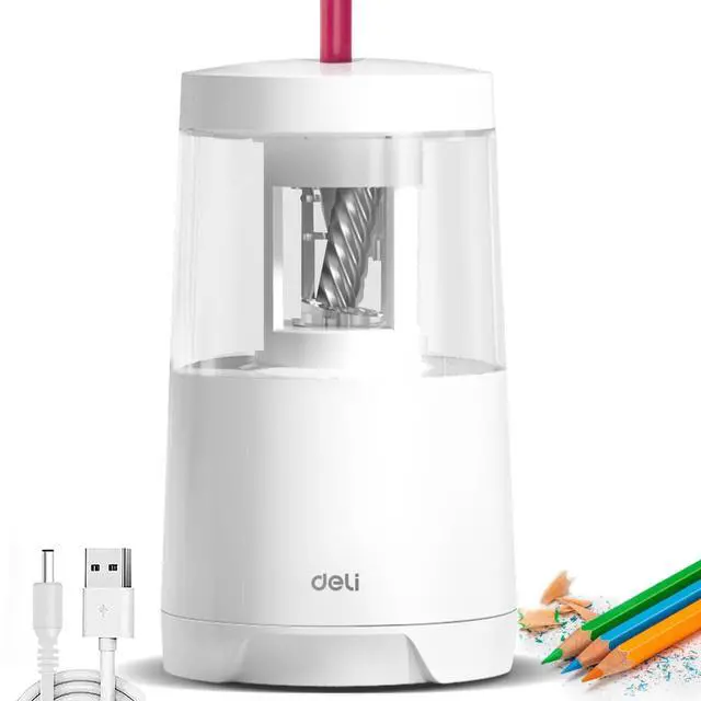Main image of Electric Pencil Sharpener, Automatic Pencil Sharpeners, White Suitable for No.2 Pencils Colored Pencils, Auto Stop, USB & Battery Operated for Students, Classroom, Home and Office
