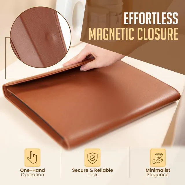 Alt view image 3 of 6 - STLYIO Trifold Padfolio - Magnetic Closure. Stretchable Compartment for Tablet, Documents. Elastic Pockets for Phone, Gadgets, Passport, Travel Documents. Letter-Sized Notepad and Gift Box Included