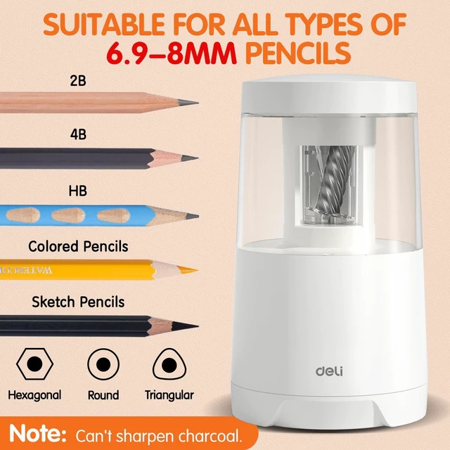 Alt view image 3 of 7 - Electric Pencil Sharpener, Automatic Pencil Sharpeners, White Suitable for No.2 Pencils Colored Pencils, Auto Stop, USB & Battery Operated for Students, Classroom, Home and Office