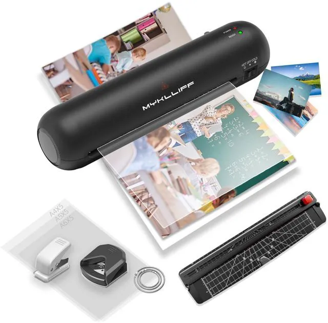 Main image of Laminator Machine 9-Inch Portable Thermal Laminater with Hot & Cold Modes, A4 Small Laminating Machine with ABS Jam-Release, 3-Min Warm-Up, 6-in-1 Photo Laminadoras Kit for Classroom, Black