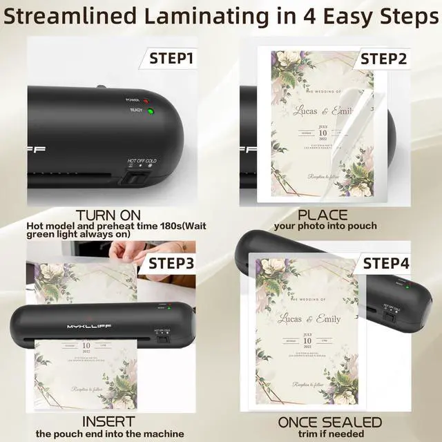 Alt view image 3 of 7 - Laminator Machine 9-Inch Portable Thermal Laminater with Hot & Cold Modes, A4 Small Laminating Machine with ABS Jam-Release, 3-Min Warm-Up, 6-in-1 Photo Laminadoras Kit for Classroom, Black