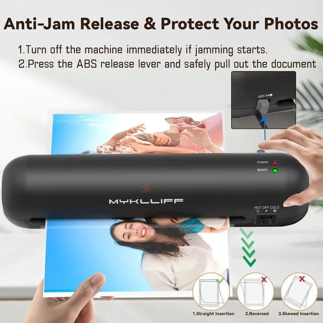Alt view image 4 of 7 - Laminator Machine 9-Inch Portable Thermal Laminater with Hot & Cold Modes, A4 Small Laminating Machine with ABS Jam-Release, 3-Min Warm-Up, 6-in-1 Photo Laminadoras Kit for Classroom, Black