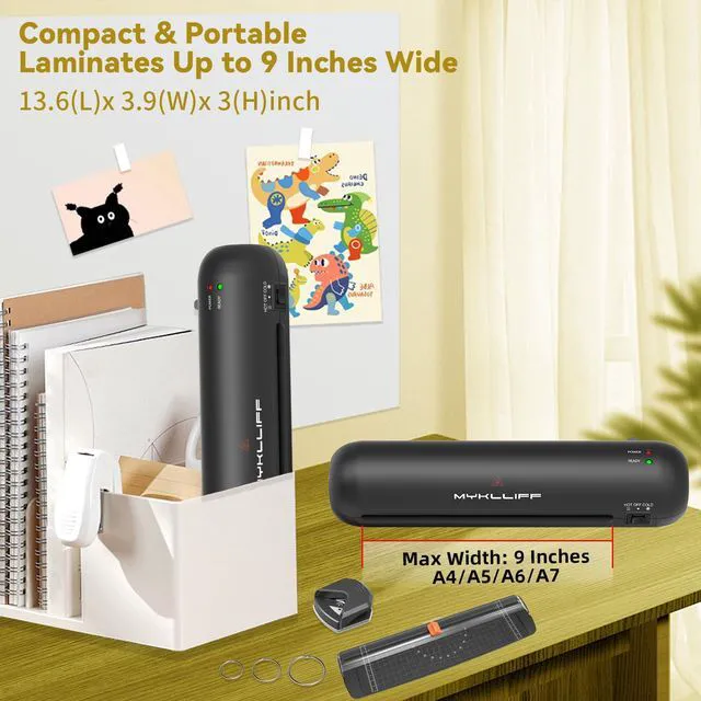Alt view image 5 of 7 - Laminator Machine 9-Inch Portable Thermal Laminater with Hot & Cold Modes, A4 Small Laminating Machine with ABS Jam-Release, 3-Min Warm-Up, 6-in-1 Photo Laminadoras Kit for Classroom, Black