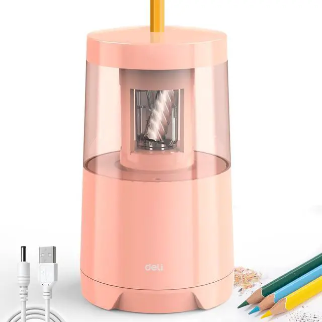 Main image of Electric Pencil Sharpener, Automatic Pencil Sharpeners, Pink Suitable for No.2 Pencils Colored Pencils, Auto Stop, USB & Battery Operated for Students, Classroom, Home and Office